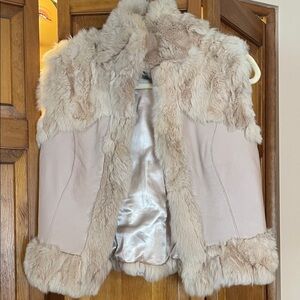Arden B Beige and Cream Fur Vest